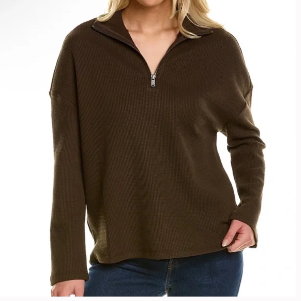 N:Philanthropy Orly Pullover Waffle Knit Chocolate Brown Size Small Nwt